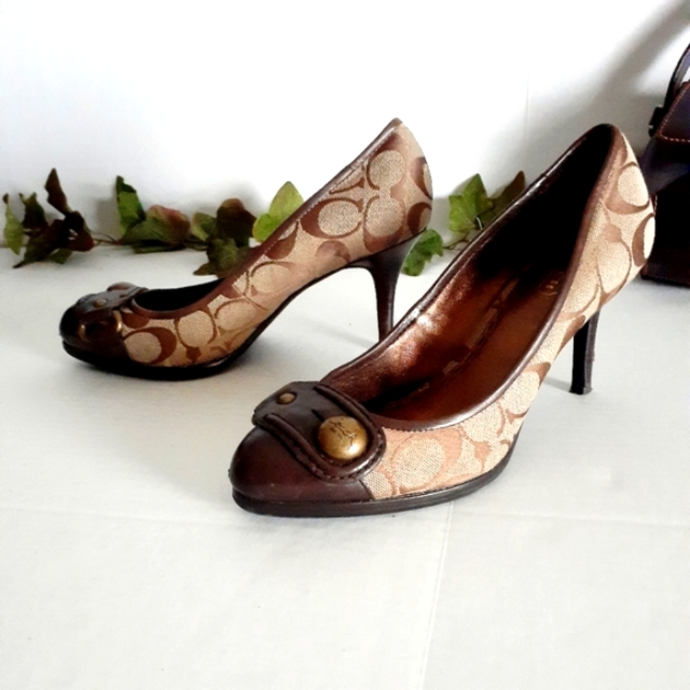 Coach Signature Coated Canvas and Leather Pump - Picture 2 of 16